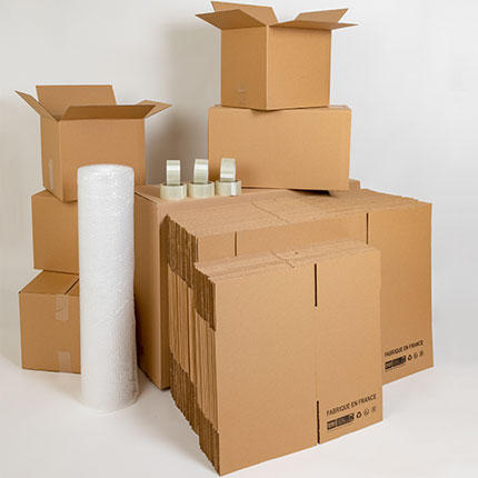 Kit cartons déménagement T3-T4 avec 3 rouleaux d'adhésif gratuits :  : Fournitures de bureau